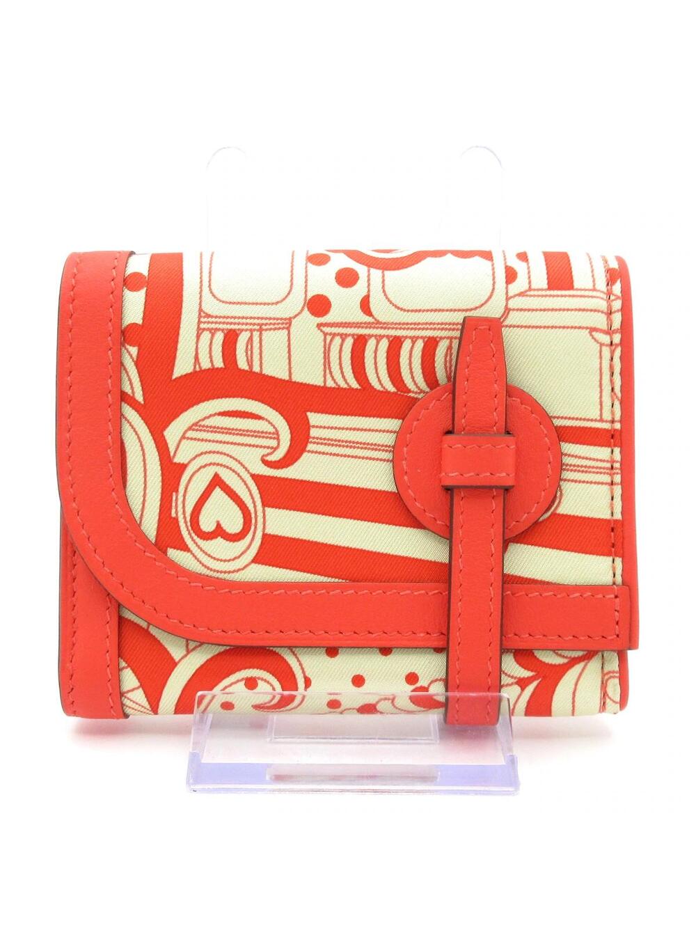 Hermes Avec Soie Cream Red Silk Veau #366444H15B